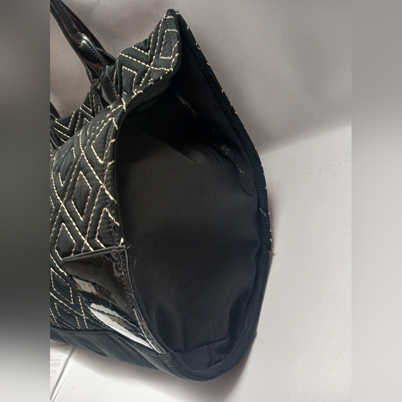 Tory Burch Black Quilted Tote with Gloss Logo - Picture 9 of 15